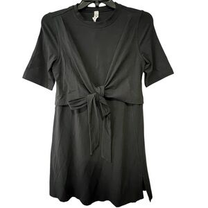 Lululemon T-Shirt Classic Black Wrap Mini Shift Short Sleeve Chic Dress Sz 4